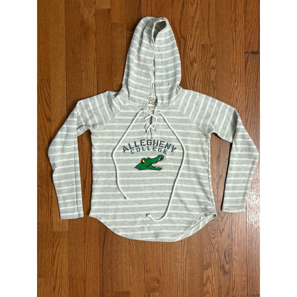 Blue 84 Allegheny College Gators T-Shirt Gray White Hoodie Women's Size Small‎